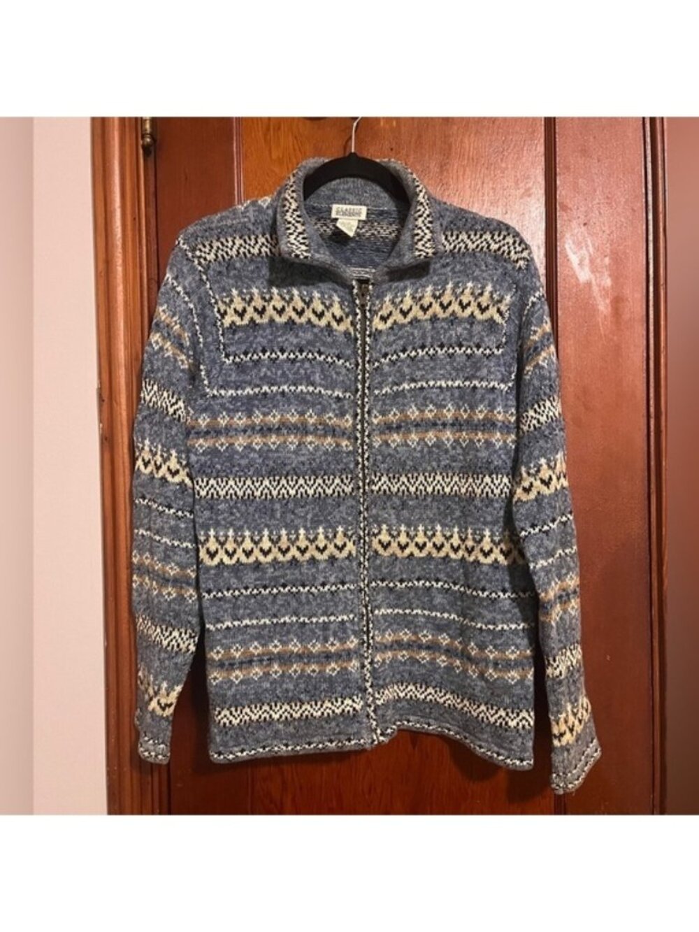Element Blue and Tan Zip-Up Sweater Size M